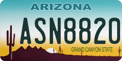 AZ license plate ASN8820