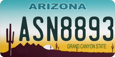 AZ license plate ASN8893