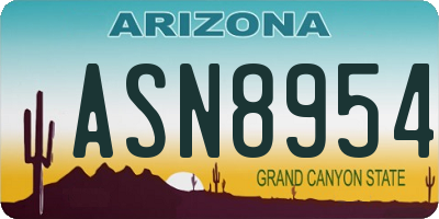 AZ license plate ASN8954