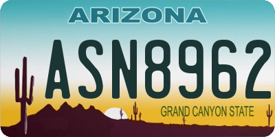 AZ license plate ASN8962