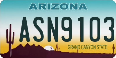 AZ license plate ASN9103