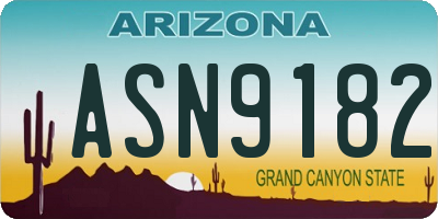 AZ license plate ASN9182