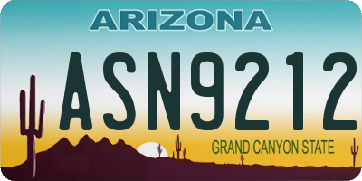 AZ license plate ASN9212