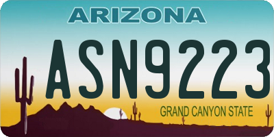 AZ license plate ASN9223