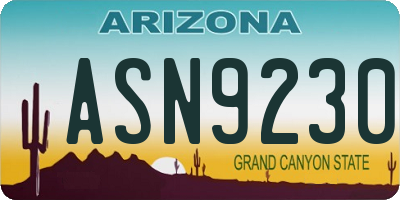 AZ license plate ASN9230
