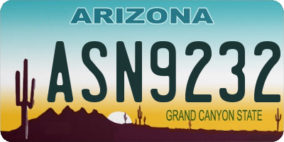 AZ license plate ASN9232