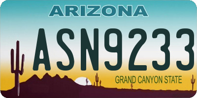 AZ license plate ASN9233