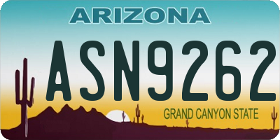 AZ license plate ASN9262