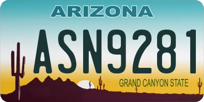 AZ license plate ASN9281