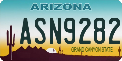 AZ license plate ASN9282