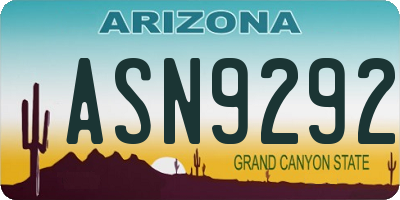 AZ license plate ASN9292