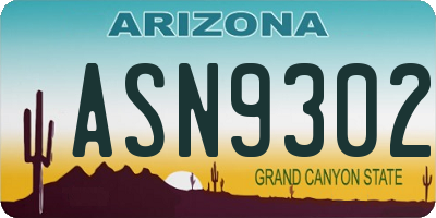 AZ license plate ASN9302