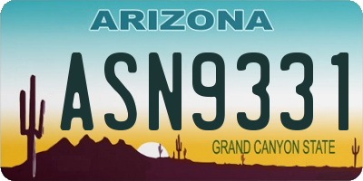 AZ license plate ASN9331