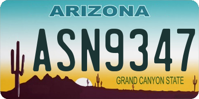AZ license plate ASN9347