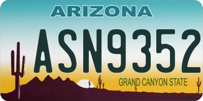 AZ license plate ASN9352
