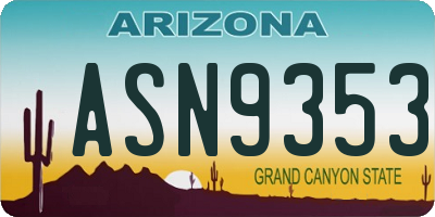 AZ license plate ASN9353