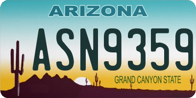 AZ license plate ASN9359