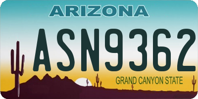 AZ license plate ASN9362