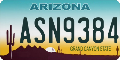 AZ license plate ASN9384