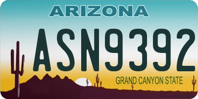 AZ license plate ASN9392