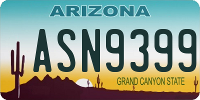 AZ license plate ASN9399