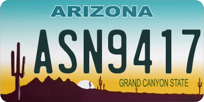 AZ license plate ASN9417