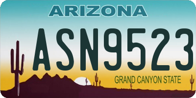 AZ license plate ASN9523