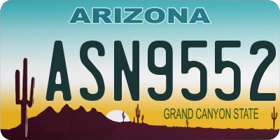 AZ license plate ASN9552
