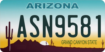 AZ license plate ASN9581
