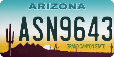 AZ license plate ASN9643