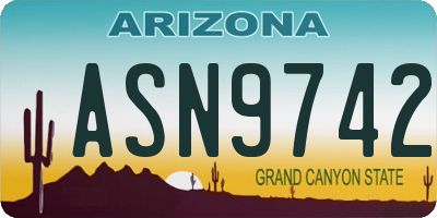 AZ license plate ASN9742