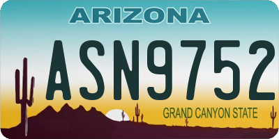 AZ license plate ASN9752
