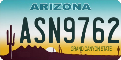 AZ license plate ASN9762