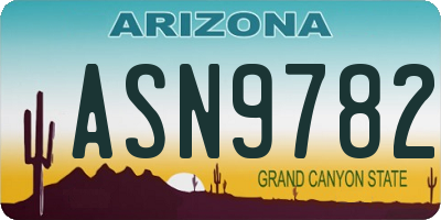 AZ license plate ASN9782
