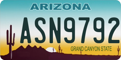 AZ license plate ASN9792