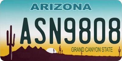 AZ license plate ASN9808