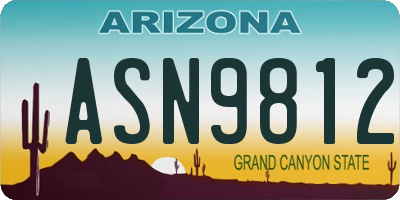 AZ license plate ASN9812