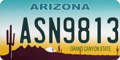 AZ license plate ASN9813