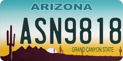 AZ license plate ASN9818