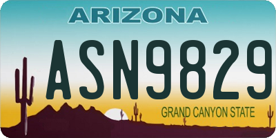 AZ license plate ASN9829