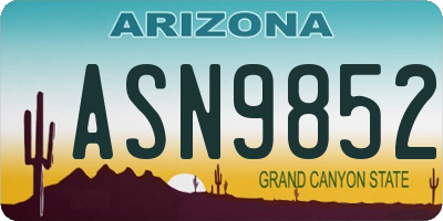 AZ license plate ASN9852