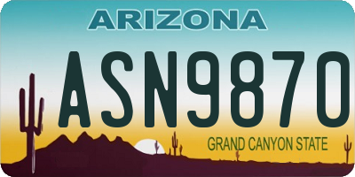 AZ license plate ASN9870
