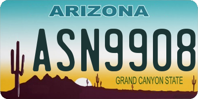 AZ license plate ASN9908