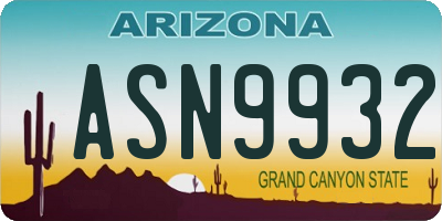 AZ license plate ASN9932