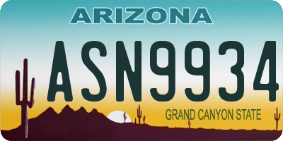 AZ license plate ASN9934