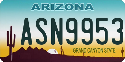 AZ license plate ASN9953