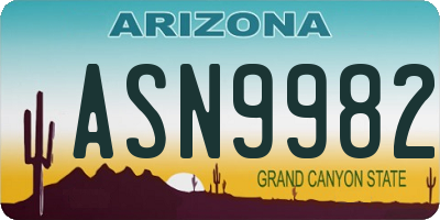 AZ license plate ASN9982