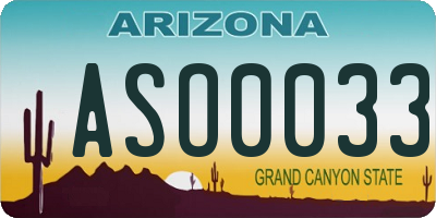 AZ license plate ASO0033