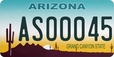 AZ license plate ASO0045