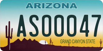AZ license plate ASO0047